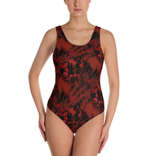 Load image into Gallery viewer, Black and Red Blood Splatter One-Piece Swimsuit For Women

