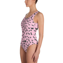 Load image into Gallery viewer, Pastel Goth Skeleton Cats One-Piece Swimsuit
