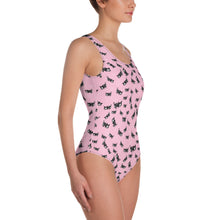 Load image into Gallery viewer, Pastel Goth Skeleton Cats One-Piece Swimsuit
