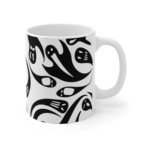 Spooky Black and white Halloween Ghost White Ceramic coffee Mug