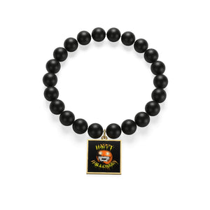 Happy Halloween Scary Pumpkin Matte Onyx Bracelet
