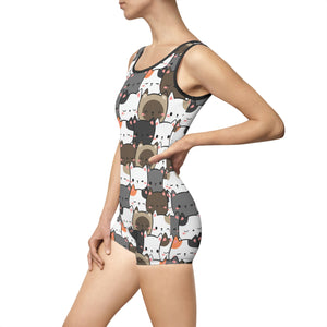 Cute Cats Closeup Women's Vintage Swimsuit (AOP)