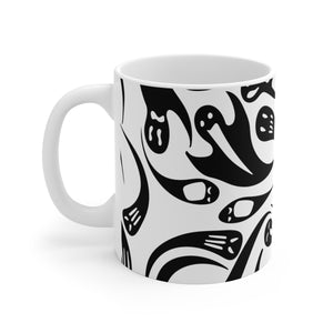 Spooky Black and white Halloween Ghost White Ceramic coffee Mug