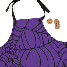 Load image into Gallery viewer, Halloween Purple with Spider Webs Apron For Arting or Cooking
