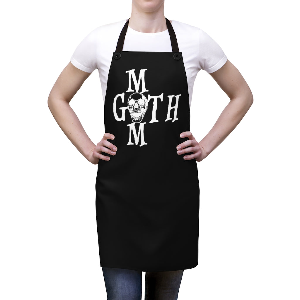 Black Apron with Goth mom in White Skull Apron