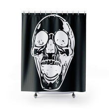 Load image into Gallery viewer, Black with White Screaming Skull Shower Curtains

