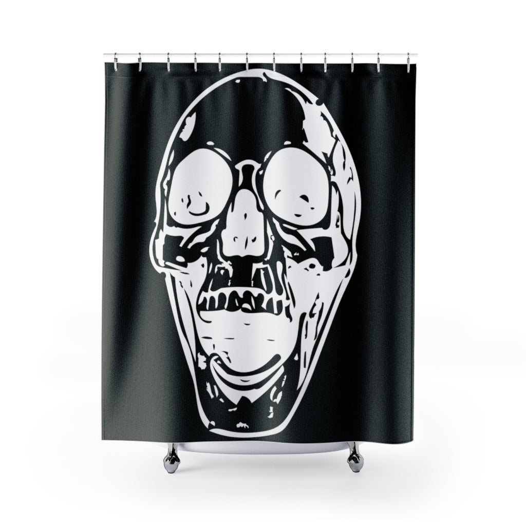 Black with White Screaming Skull Shower Curtains