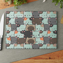 Load image into Gallery viewer, Cute Cats Closeup Glass Cutting Board: Infuse Your Kitchen with Feline Flair! 🐾🍽️

