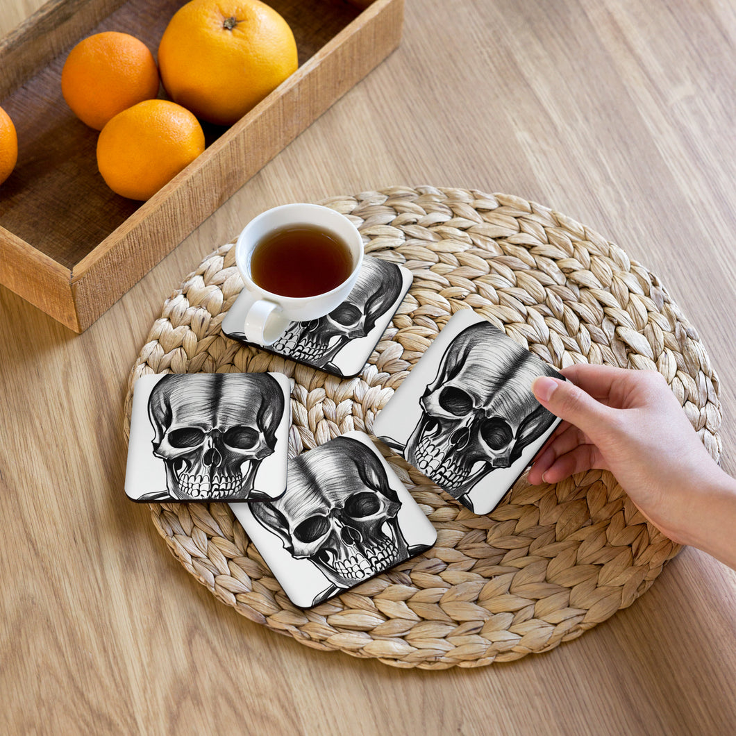 Strange Creepy Skull Cork-back coaster