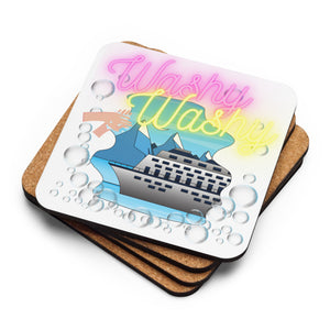 Washy Washy Fun Cruise Ship Cork-back coaster