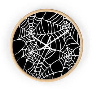 Halloween Decoration Black and white  spider web Wall clock white arms wood outer case