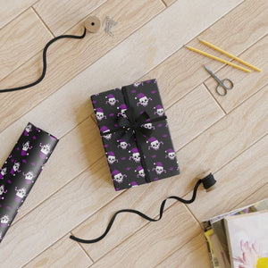 Christmas Skulls and Candy Canes black and purple Gift Wrapping Paper Rolls, 1pc