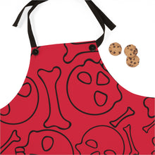 Load image into Gallery viewer, Red Skulls and Bones Apron For Cooking or Art
