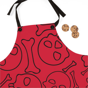 Red Skulls and Bones Apron For Cooking or Art