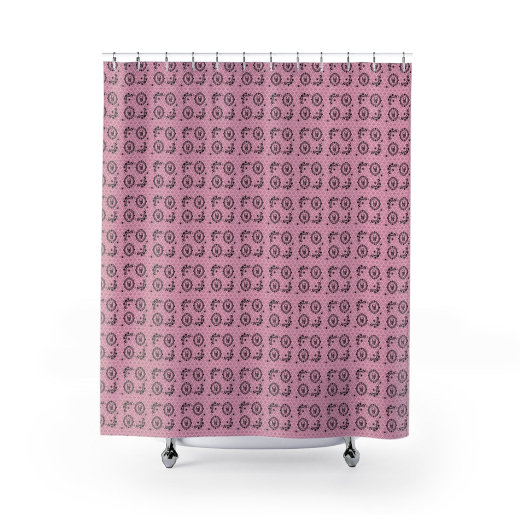 Victorian Skulls and Spiders Pattern Pink and Black Shower Curtains