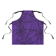Load image into Gallery viewer, Halloween Purple with Spider Webs Apron For Arting or Cooking
