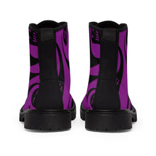 Load image into Gallery viewer, Black and Purple Ghost Women&#39;s Goth Fashion Canvas Boots
