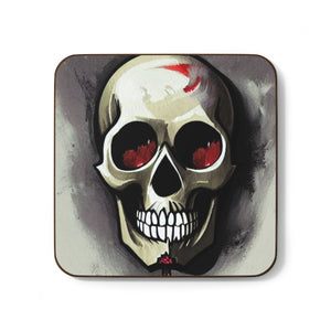 Skull with Red Eyes Hardboard Back Coaster for coffee mugs and glasses