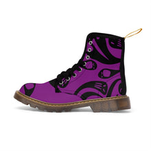 Load image into Gallery viewer, Black and Purple Ghost Women&#39;s Goth Fashion Canvas Boots
