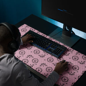 Victorian Skulls and Spiders in Pink and Black Gaming mouse pad
