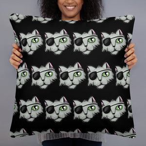 Pirate Cat Black Pillow