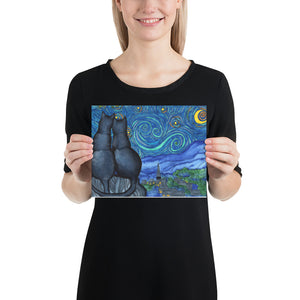 Starry Kitties Parody of Starry Night Poster