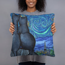 Load image into Gallery viewer, Starry Kitties Parody of Starry Night Basic Pillow
