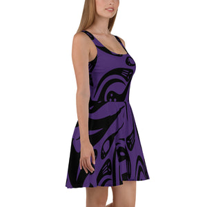 Purple Halloween Ghost Skater Dress