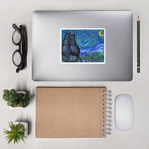 Bullet Journal Starry Kitties Parody of Starry Night Bubble-free stickers