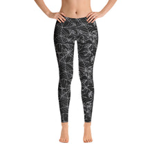 Load image into Gallery viewer, Black Goth  Spider Web Halloween Leggings
