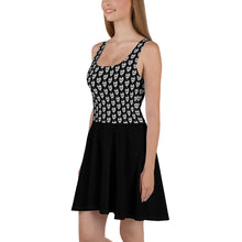 Load image into Gallery viewer, Black Goth With Skulls Skater Dress
