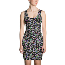 Load image into Gallery viewer, Black Goth Eyeballs Everywhere Pattern Form Fitting  Dress
