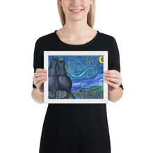 Load image into Gallery viewer, Starry Kitties Parody of Starry Night Framed poster
