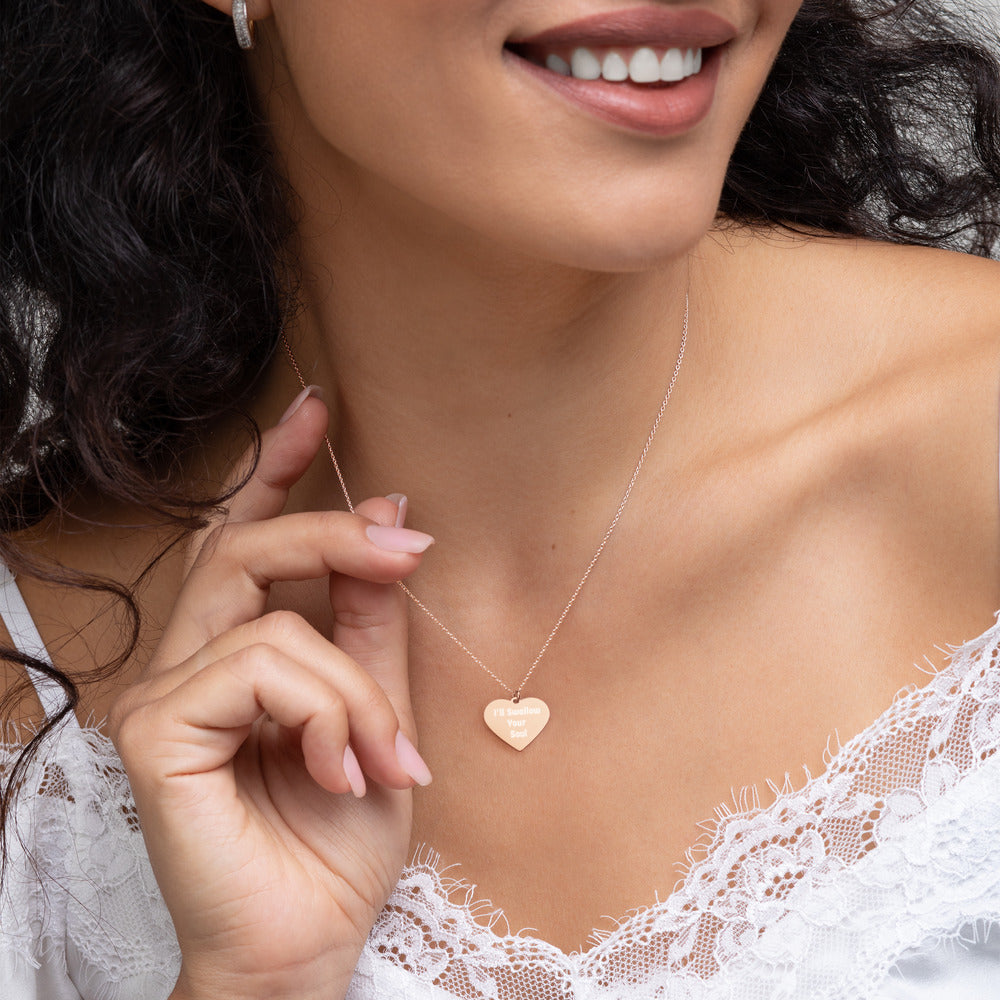 I'll Swallow Your Soul Engraved Silver Heart Necklace