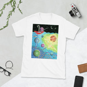 Octopus Fishing For a Spaceship Short-Sleeve Unisex T-Shirt