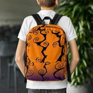 Orange black and purple Halloween spooky swirl backpack gift for Halloween fan
