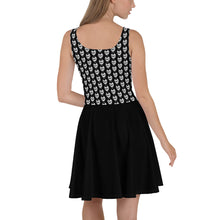 Load image into Gallery viewer, Black Goth With Skulls Skater Dress
