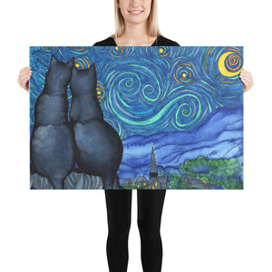 Starry Kitties Parody of Starry Night Poster