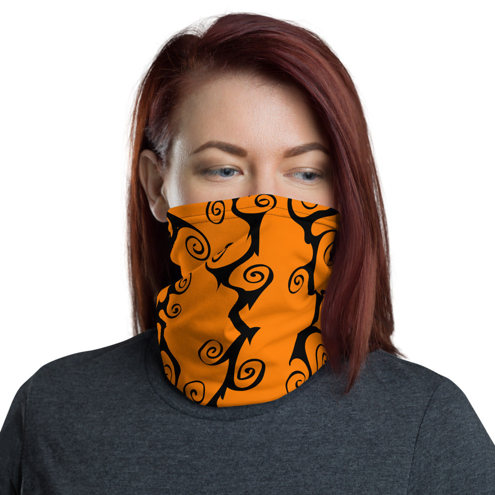 Purple and Orange black Swirls Neck Gaiter Face Mask