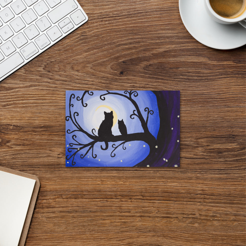 Cat and Owl Night Creatures Standard Postcard