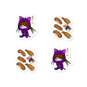 Cute Kawaii Cat Girl and Sushi Bubble-free stickers
