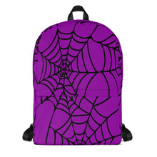 Load image into Gallery viewer, Purple Halloween Spider Web Backpack
