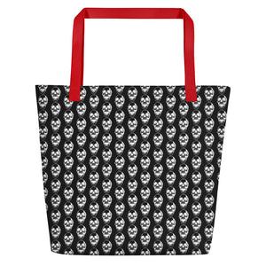 Summer Goth Black With Skull Pattern Beach Bag