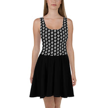 Load image into Gallery viewer, Black Goth With Skulls Skater Dress
