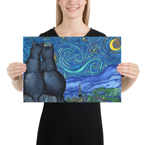 Starry Kitties Parody of Starry Night Poster