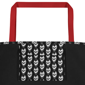 Summer Goth Black With Skull Pattern Beach Bag