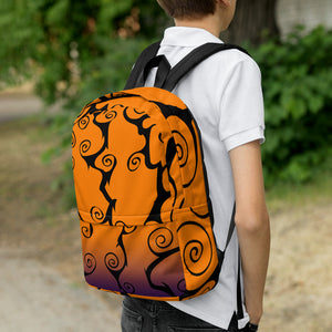 Orange and Purple Spooky Swirls Halloween Backpack
