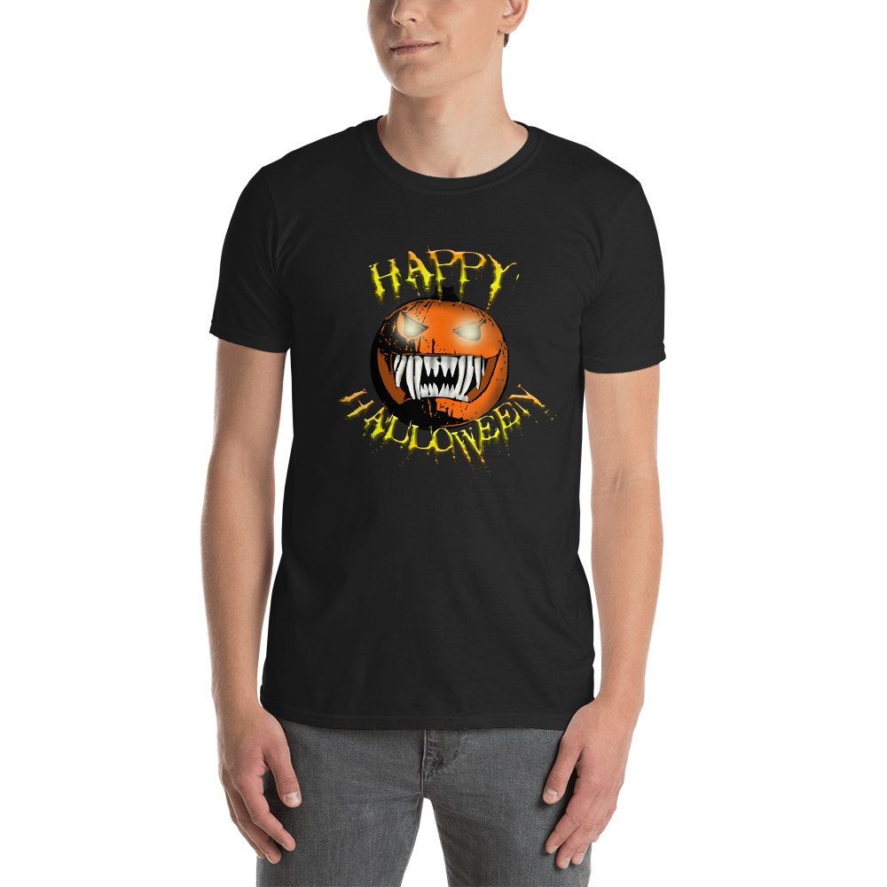 Happy Halloween Scary Pumpkin Short-Sleeve Unisex T-Shirt black