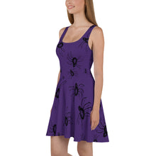 Load image into Gallery viewer, Purple Goth Halloween Spiders everywhere women&#39;s Skater Dress
