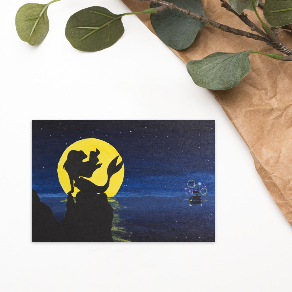 Little Mermaid Inspired Mermaid on Rocks Standard Postcard